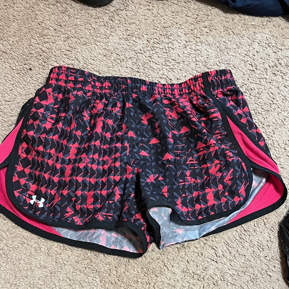 Under Armour Women's Red and Black Athletic Shorts